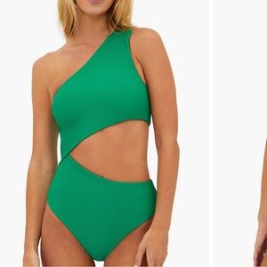 New! Beach riot Celine Cutout One-Shoulder One-Piece Swimsuit, green large 1280